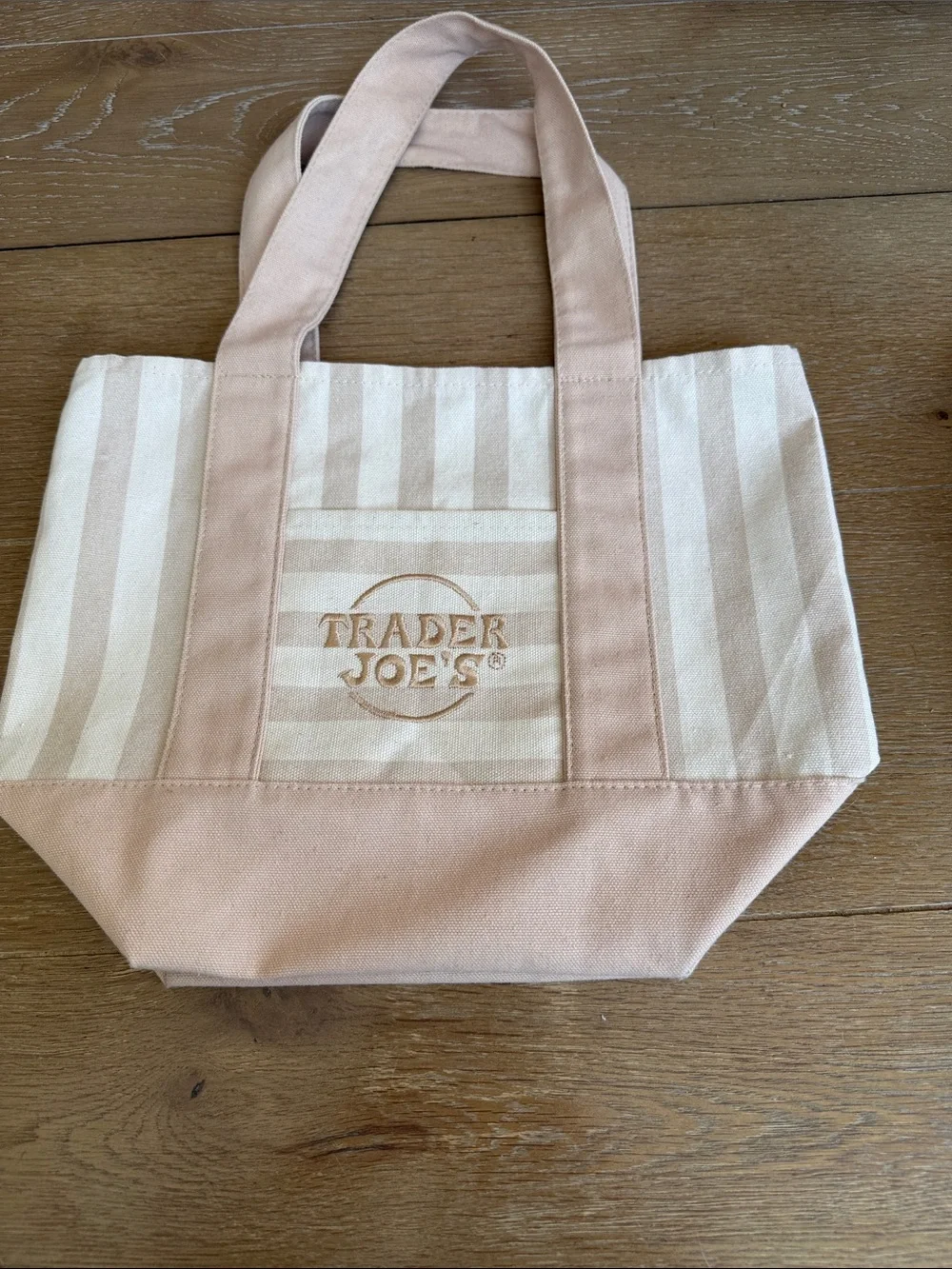 Trader Joe’s Cream & Tan Striped Mini Canvas Tote